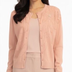 Anne Klein Sweater Beaded front and shoulder NWOT